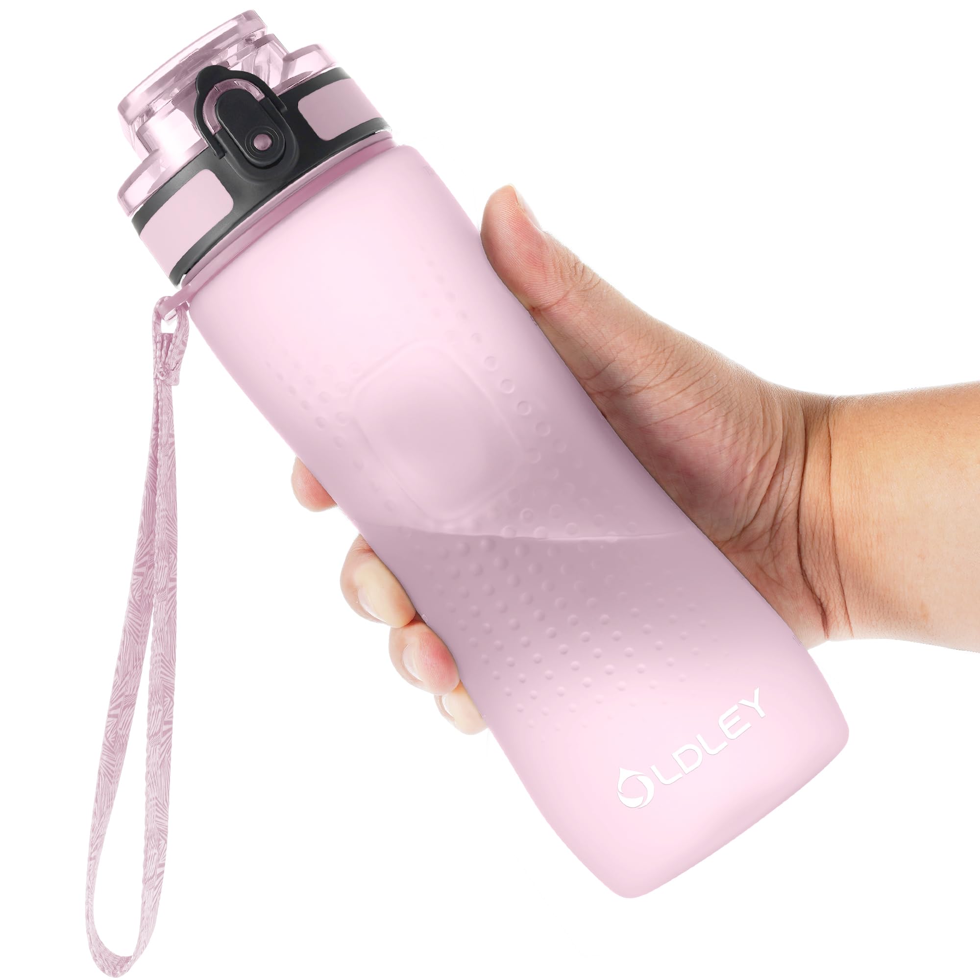 OLDLEY 32 oz Water Bottle, Motivational Water Bottle with Time Marker, Sports Water Bottle With Strap, Leakproof & BPA Free Large Water Bottles for School, Gym, Travel, Outdoor, Tritan, Transparent
