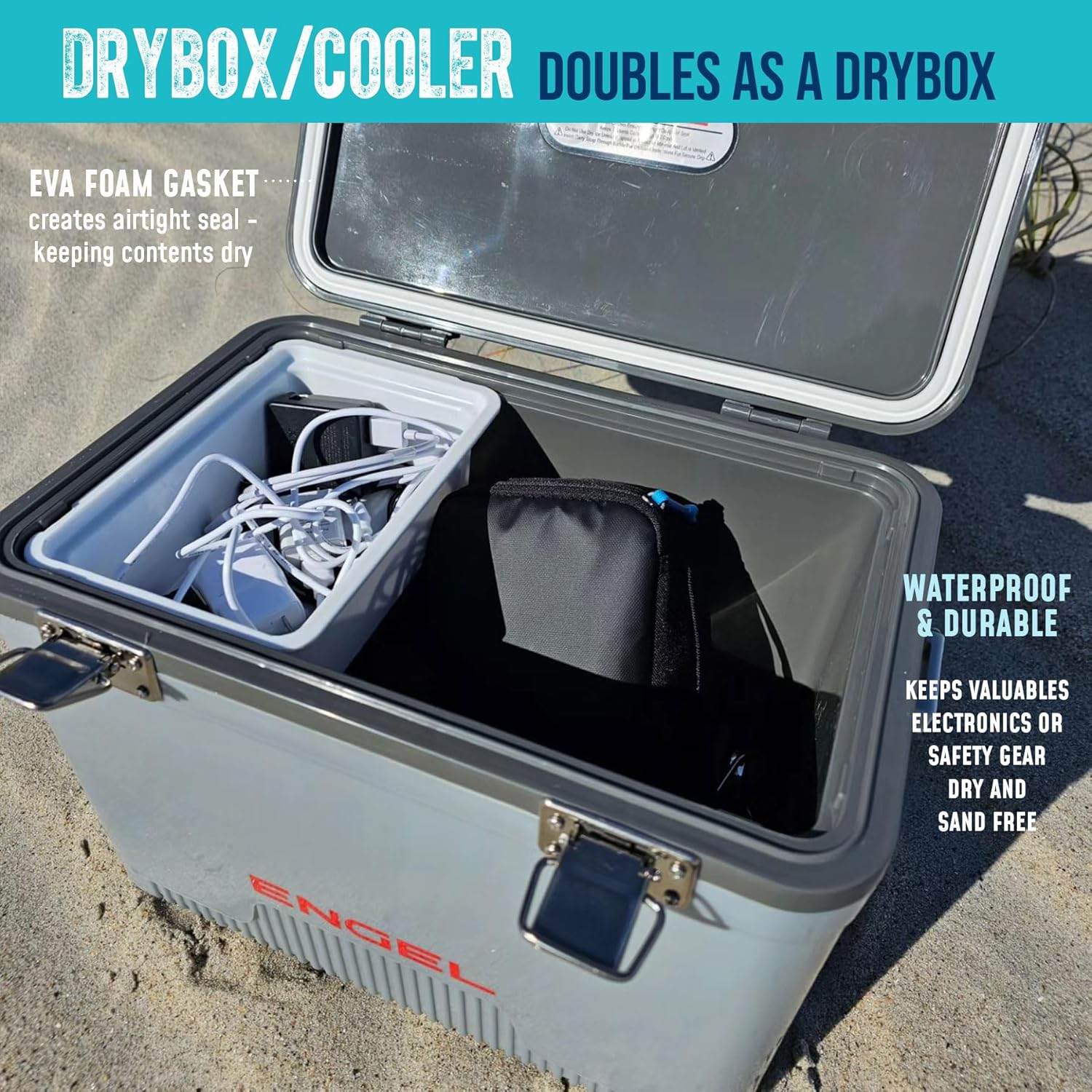 Engel 19qt Leak-Proof, Air Tight, Drybox Cooler and Small Hard Shell Lunchbox for Men and Women